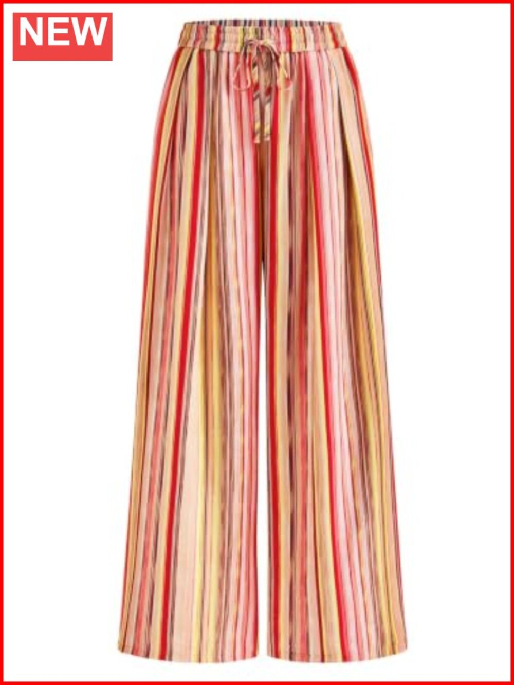 Striped Elastic Waist Lightweight Palazzo Pants Wide Leg Casual